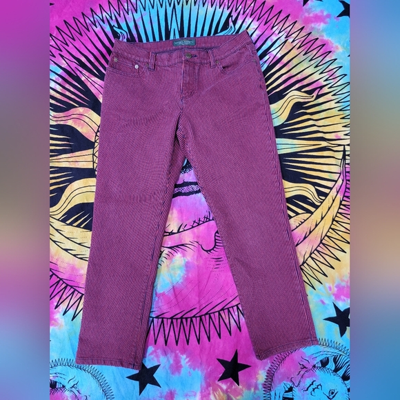 Lauren Jeans Ralph Lauren Petite Red and Blue Striped Pants - Picture 2 of 5